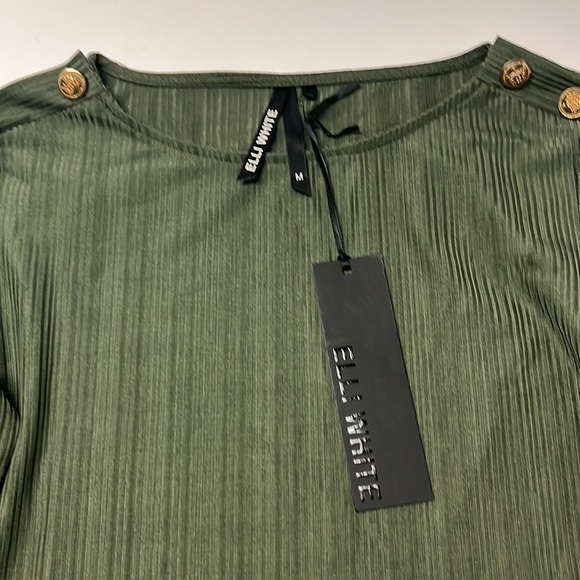 Elli White olive green top with gold button details - Picture 4 of 8